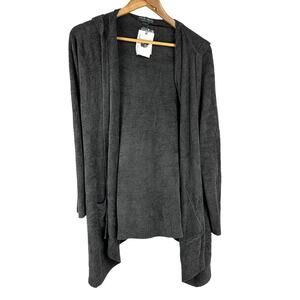 Barefoot Dreams CozyChic Ultra Lite Hooded Cardigan Dark Gray Women's Size Small
